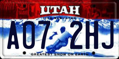 UT license plate A072HJ