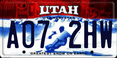 UT license plate A072HW