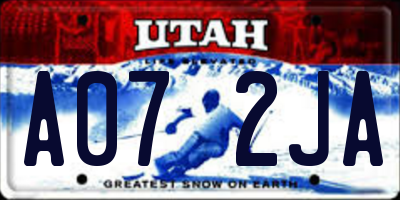 UT license plate A072JA