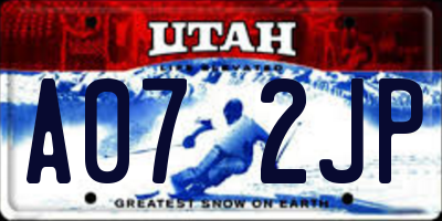 UT license plate A072JP