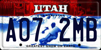 UT license plate A072MB