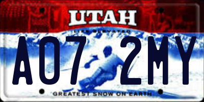 UT license plate A072MY