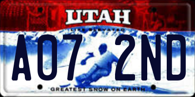 UT license plate A072ND