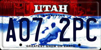 UT license plate A072PC