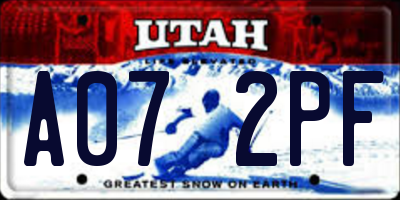 UT license plate A072PF