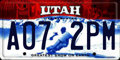 UT license plate A072PM