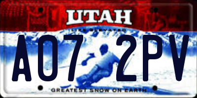 UT license plate A072PV