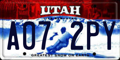 UT license plate A072PY
