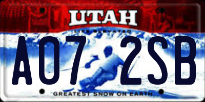 UT license plate A072SB