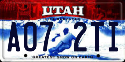 UT license plate A072TI