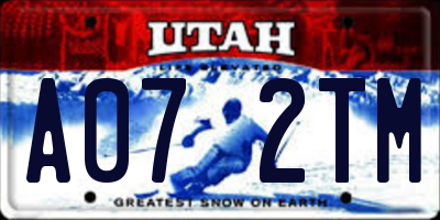 UT license plate A072TM