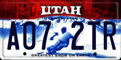 UT license plate A072TR