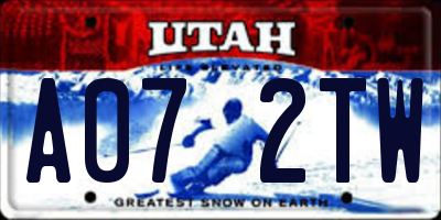 UT license plate A072TW
