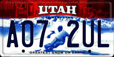 UT license plate A072UL