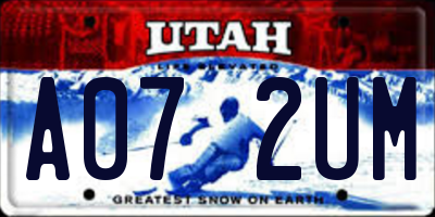 UT license plate A072UM