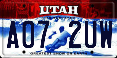 UT license plate A072UW