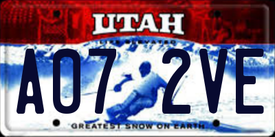 UT license plate A072VE