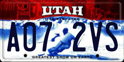 UT license plate A072VS