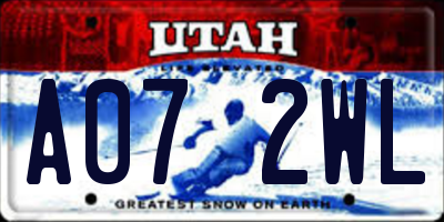 UT license plate A072WL
