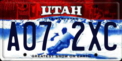 UT license plate A072XC