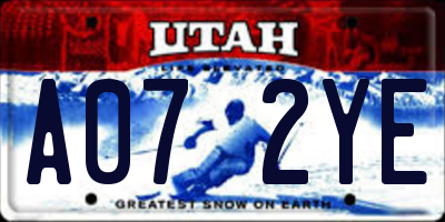 UT license plate A072YE