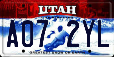 UT license plate A072YL