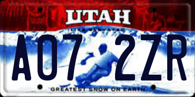 UT license plate A072ZR