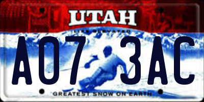 UT license plate A073AC