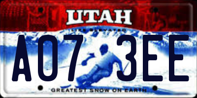 UT license plate A073EE