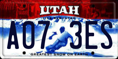 UT license plate A073ES