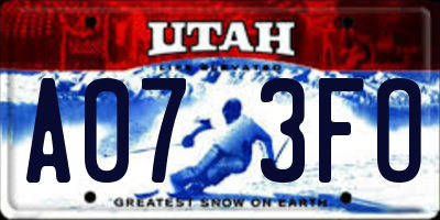 UT license plate A073FO