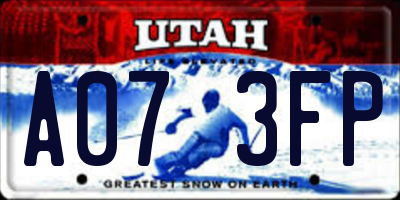 UT license plate A073FP