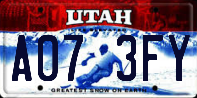 UT license plate A073FY