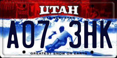 UT license plate A073HK