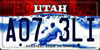 UT license plate A073LI