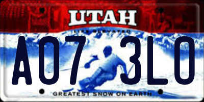 UT license plate A073LO
