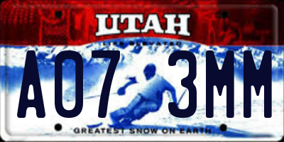 UT license plate A073MM