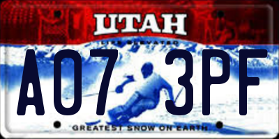 UT license plate A073PF