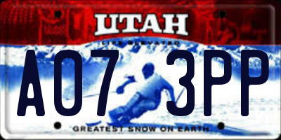 UT license plate A073PP