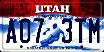 UT license plate A073TM