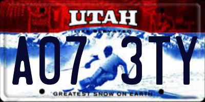 UT license plate A073TY