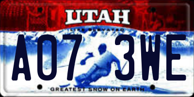 UT license plate A073WE
