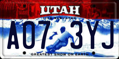 UT license plate A073YJ
