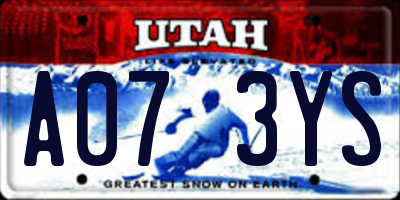 UT license plate A073YS