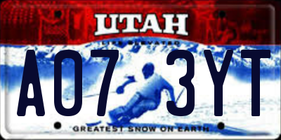 UT license plate A073YT
