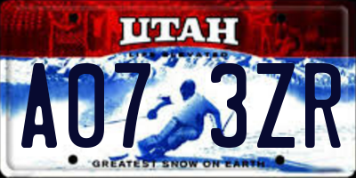 UT license plate A073ZR