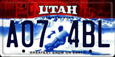 UT license plate A074BL