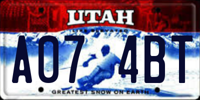 UT license plate A074BT