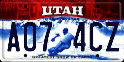 UT license plate A074CZ