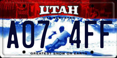 UT license plate A074FF